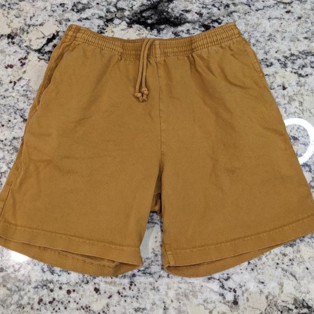 Los Angeles Apparel Mens Dark Gold Mid Length Cotton Shorts